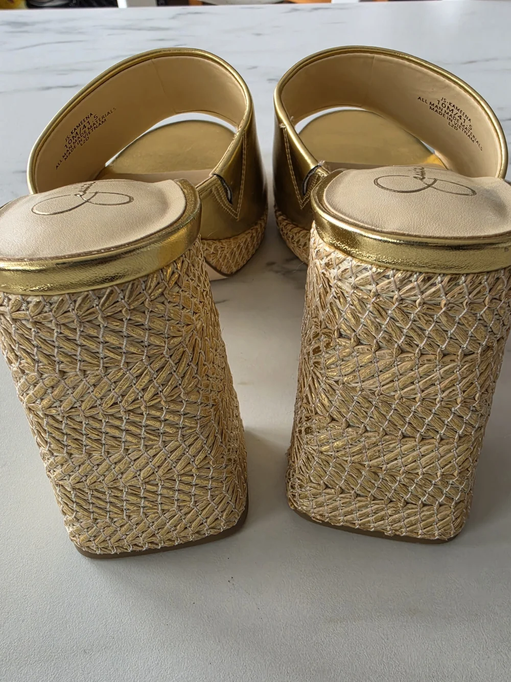 Jessica Simpson Gold Slide Sandals